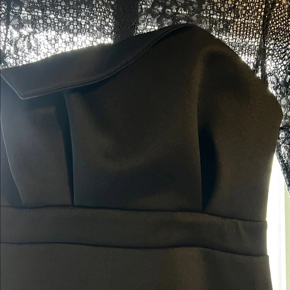 ASOS Black Lace High Neck Bodycon Midi Dress US 2 Long Sleeve Cocktail Dress - Picture 3 of 11